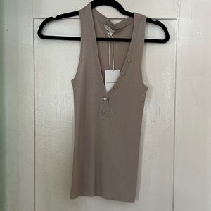 Naked Cashmere Button Down Tank Top in Oat